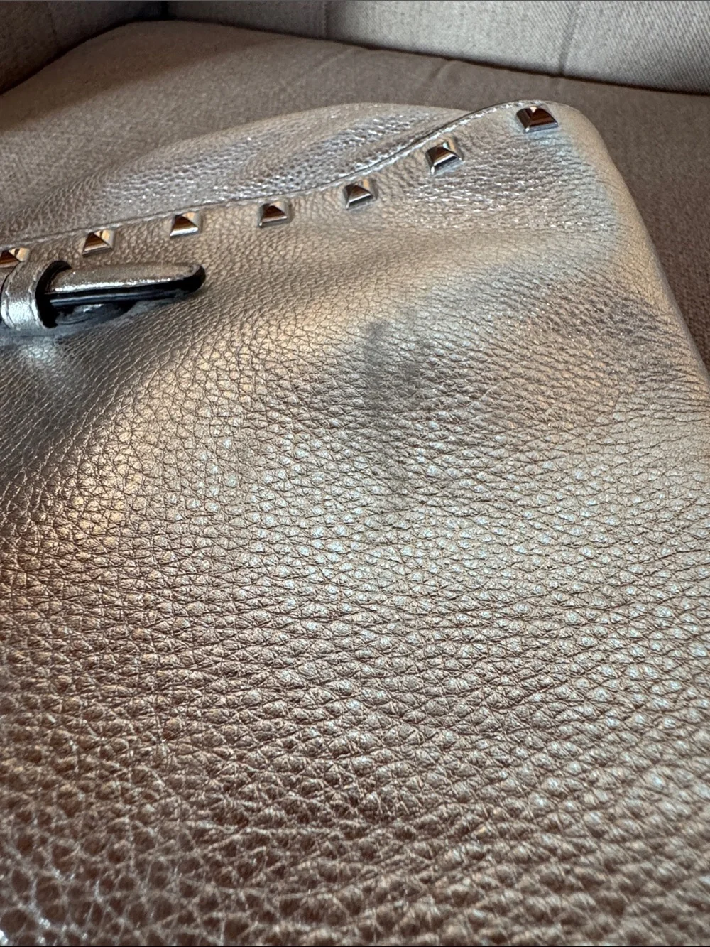 Michael Kors Silver Metallic Studded Satchel